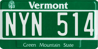 VT license plate NYN514