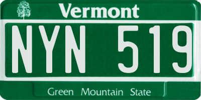 VT license plate NYN519