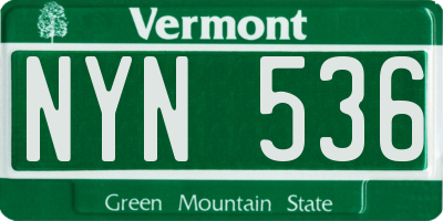 VT license plate NYN536