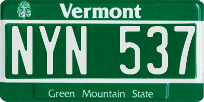 VT license plate NYN537