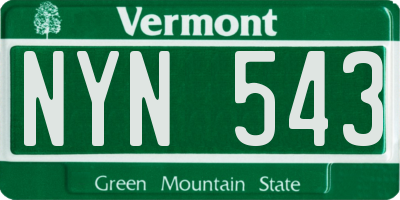 VT license plate NYN543