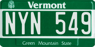 VT license plate NYN549