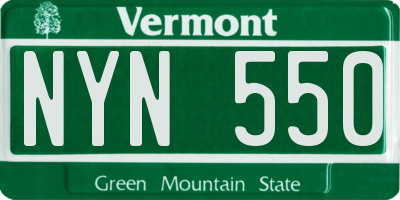 VT license plate NYN550