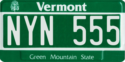 VT license plate NYN555