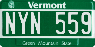 VT license plate NYN559