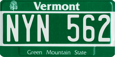 VT license plate NYN562