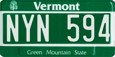 VT license plate NYN594