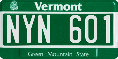 VT license plate NYN601