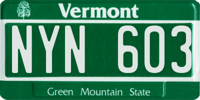 VT license plate NYN603