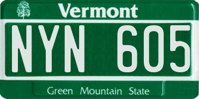 VT license plate NYN605
