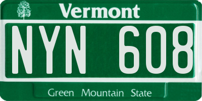 VT license plate NYN608