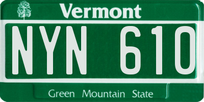 VT license plate NYN610