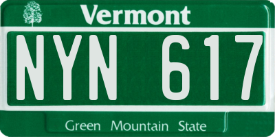 VT license plate NYN617