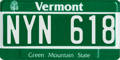VT license plate NYN618