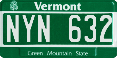 VT license plate NYN632