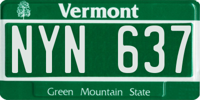 VT license plate NYN637
