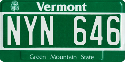VT license plate NYN646