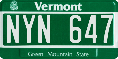 VT license plate NYN647