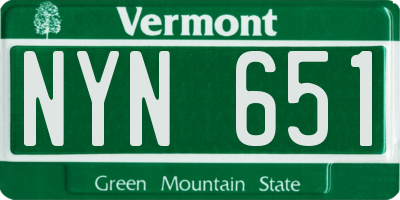 VT license plate NYN651