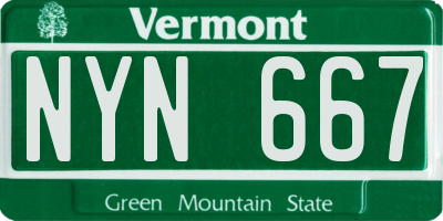 VT license plate NYN667