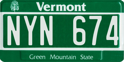VT license plate NYN674
