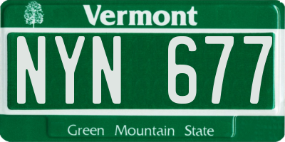 VT license plate NYN677