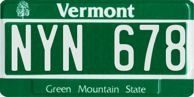 VT license plate NYN678