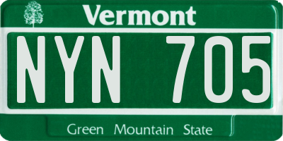 VT license plate NYN705