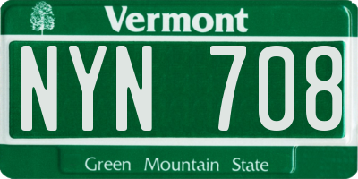 VT license plate NYN708