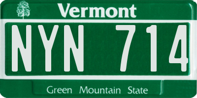 VT license plate NYN714