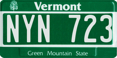 VT license plate NYN723
