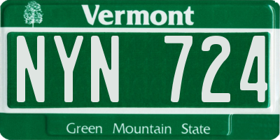 VT license plate NYN724