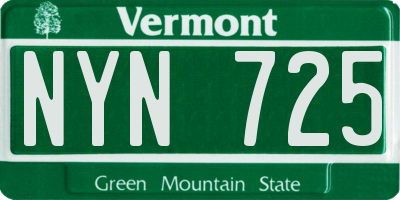 VT license plate NYN725