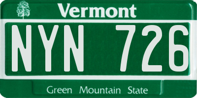 VT license plate NYN726