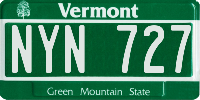 VT license plate NYN727