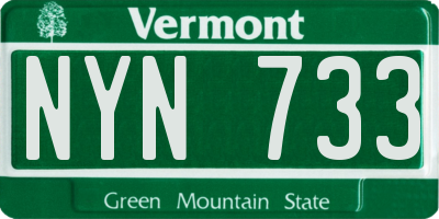 VT license plate NYN733