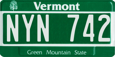 VT license plate NYN742