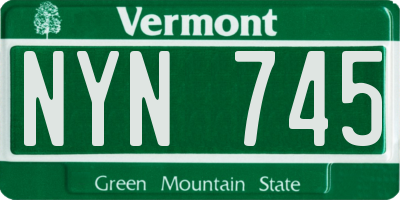 VT license plate NYN745