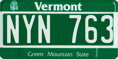 VT license plate NYN763