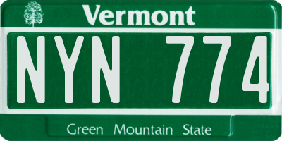 VT license plate NYN774