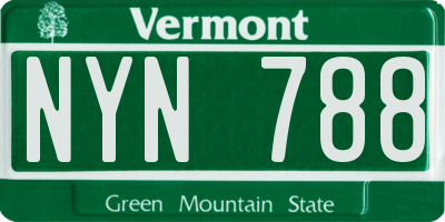 VT license plate NYN788