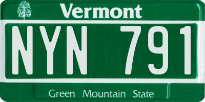 VT license plate NYN791