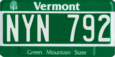 VT license plate NYN792