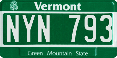 VT license plate NYN793