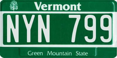 VT license plate NYN799
