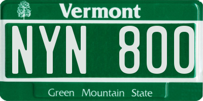 VT license plate NYN800