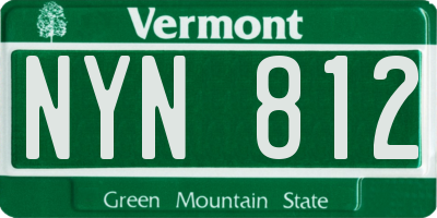VT license plate NYN812