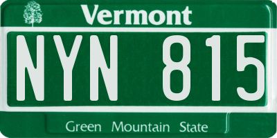 VT license plate NYN815