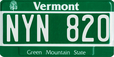VT license plate NYN820