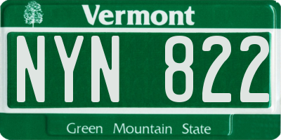 VT license plate NYN822